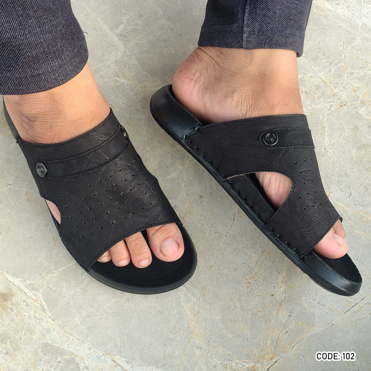 Trendy Nubuck Full Grain Worthy Leather Fashionable Sandal - 102