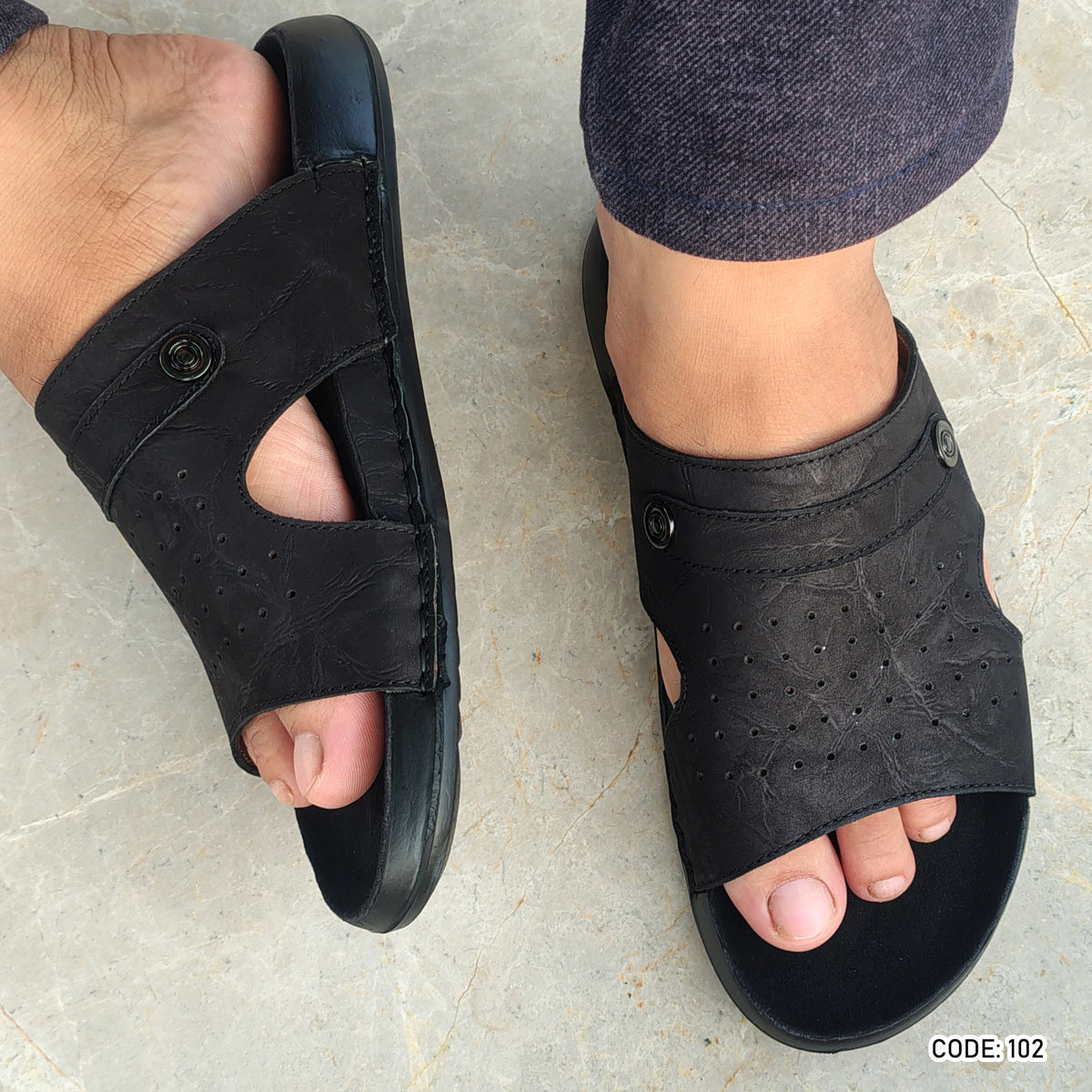 Trendy Nubuck Full Grain Worthy Leather Fashionable Sandal - 102