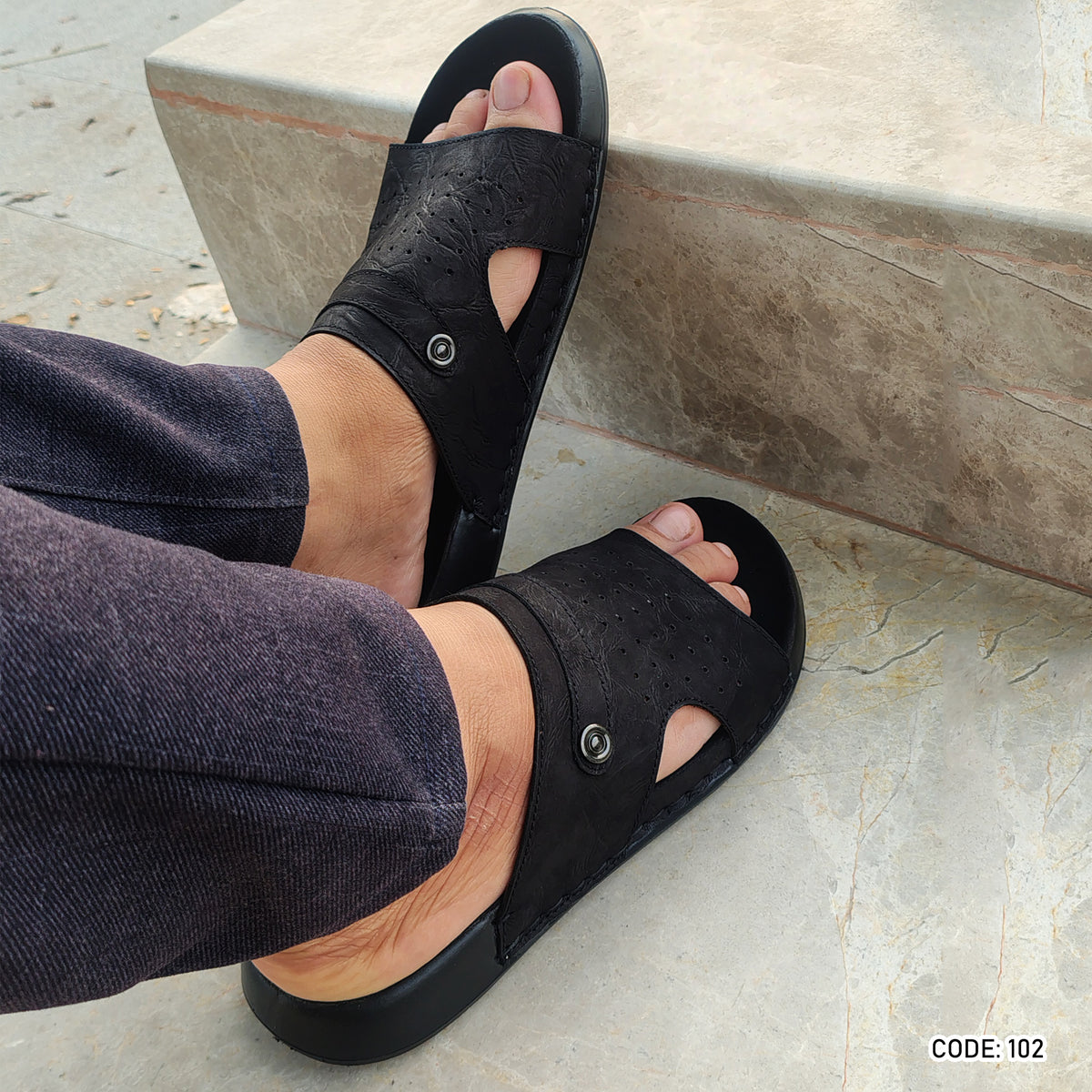 Trendy Nubuck Full Grain Worthy Leather Fashionable Sandal - 102